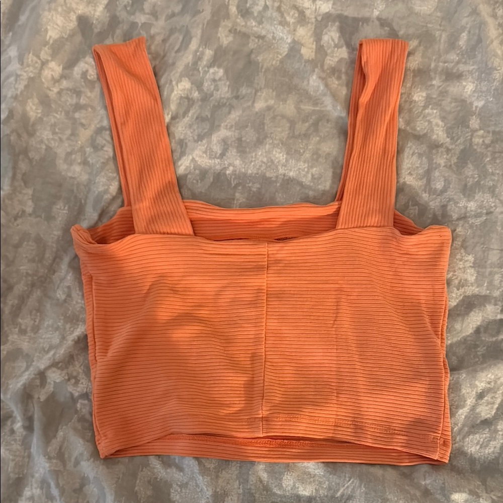Orange Ribbed Crop Top - Picture 3 of 3